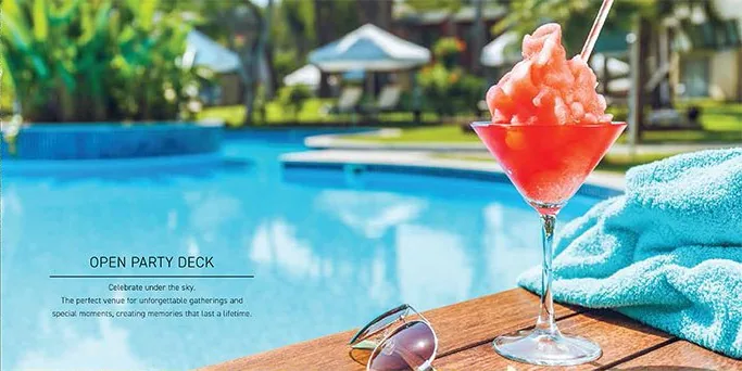 Open party deck beside the pool